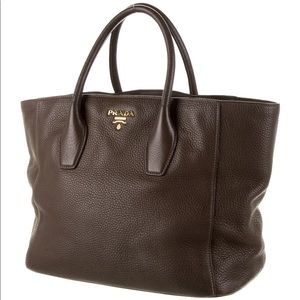 Brown Prada Vitello Daino Tote
